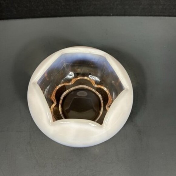 Vintage Duncan Miller Pink Opalescent Glass 5”‎ Hair Receiver w/Rim Footed Bowl - Picture 3 of 16